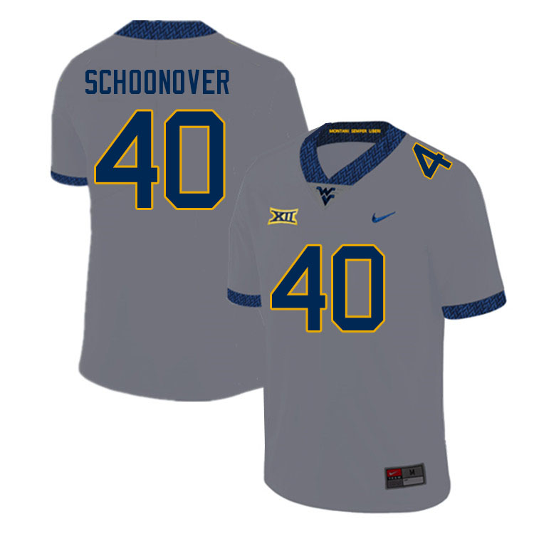 Men #40 Wil Schoonover West Virginia Mountaineers College Football Jerseys Sale-Gray